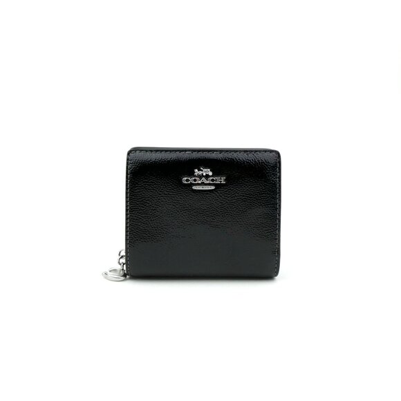 Coach Black Crinkle Patent Leather Snap Wallet NWT CW790 - Picture 1 of 5